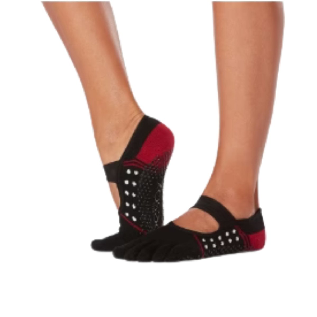 Jumpsport grip socks with red accent design and anti-slip grip bottom