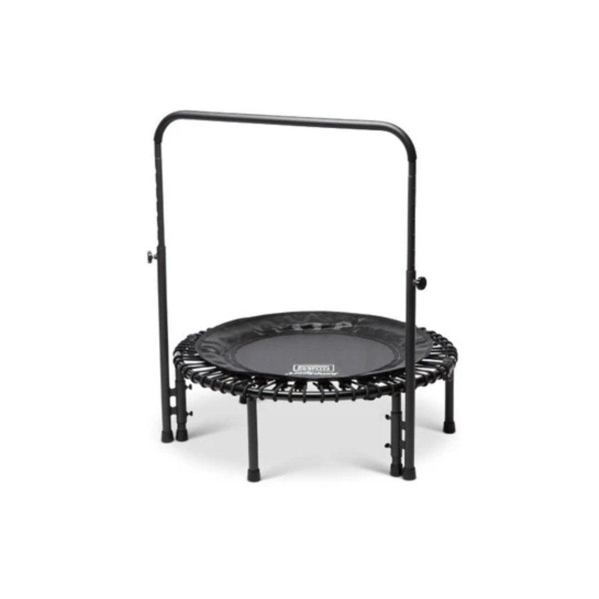 Angled side view of Jumpsport trampoline handlebar accessory for safe rebounding