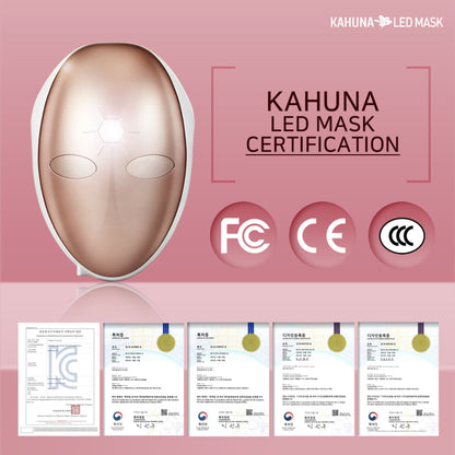 Kahuna LED mask infographic showing three skincare treatment modes