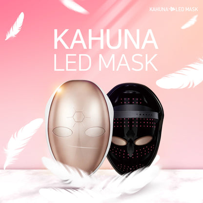 Kahuna LED mask promotional design highlighting beauty skincare benefits