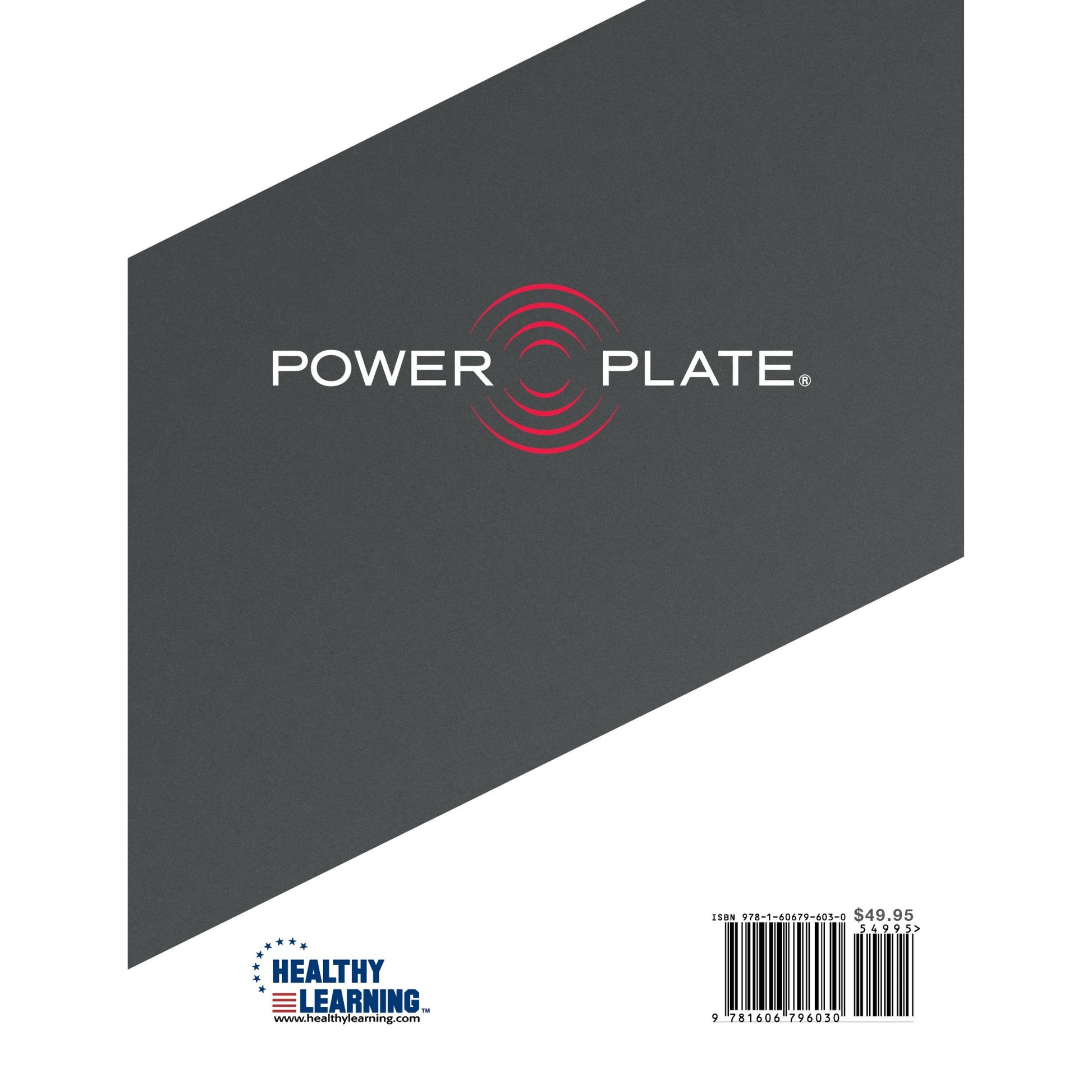 Back cover of Power Plate Acceleration Training Handbook with Healthy Learning logo and ISBN details
