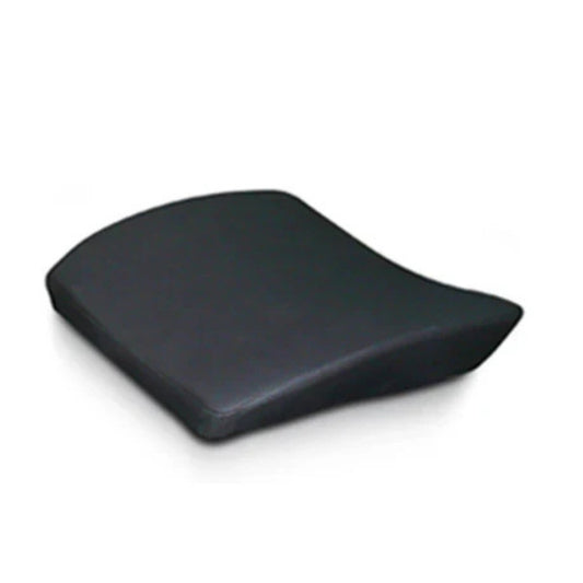 Power Plate curved black lumbar support cushion for enhanced posture alignment and lower back relief during vibration training