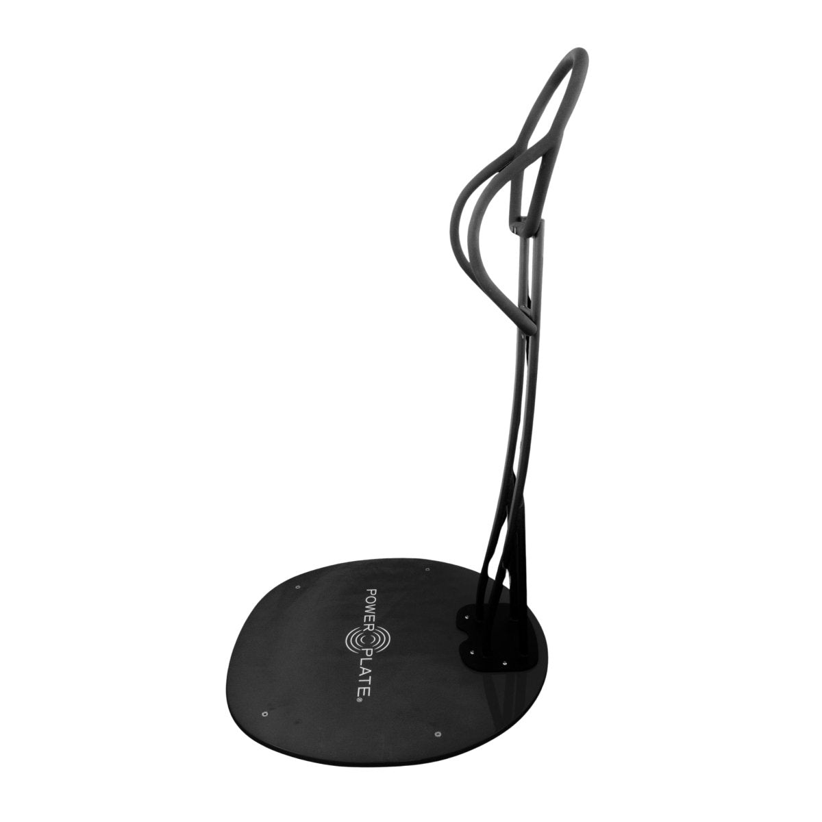 Angled side view of Power Plate MOVE handlebar column stand for vibration platform