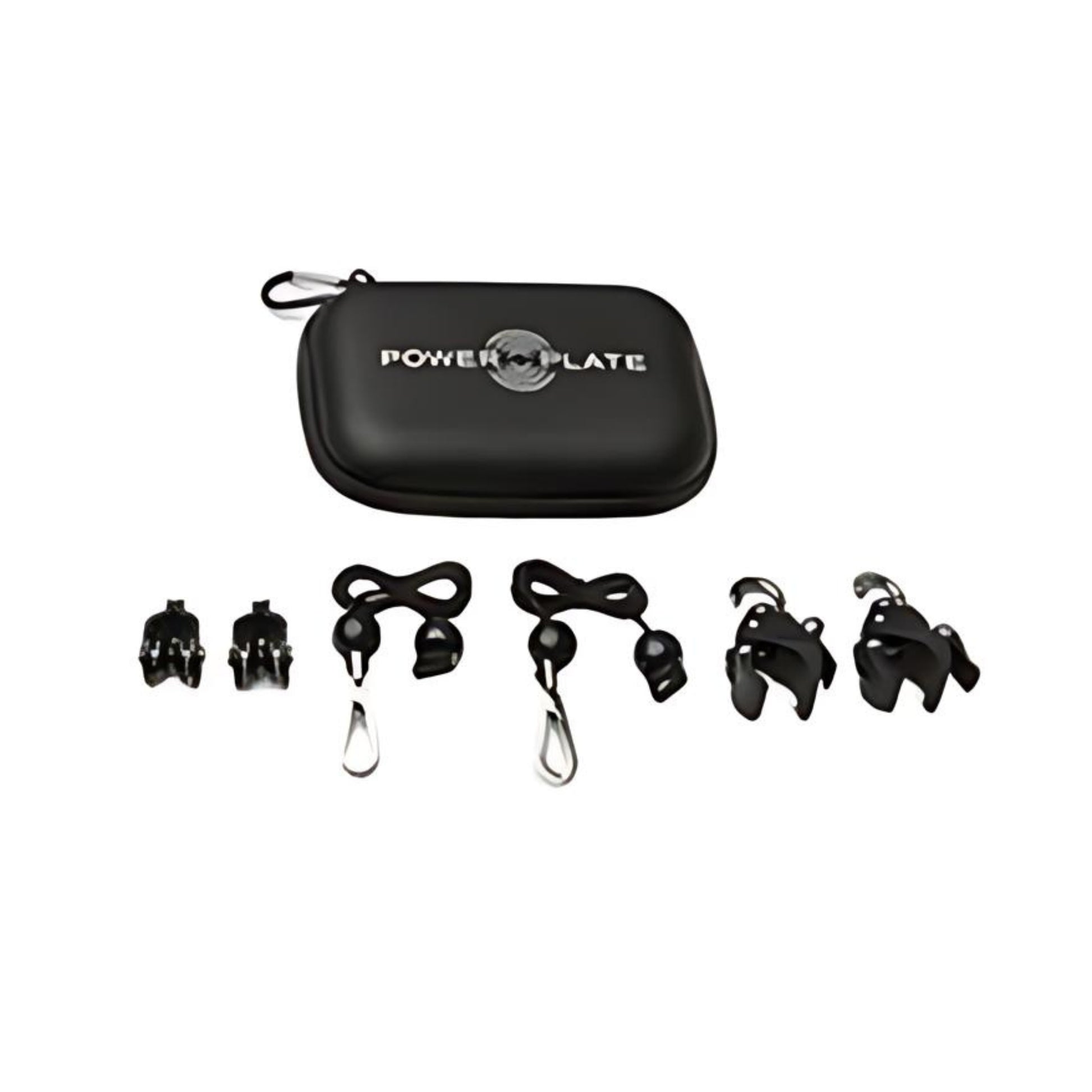 .Power Plate Pulse massage gun replacement attachment kit with multiple head types and portable carrying case for targeted muscle recovery