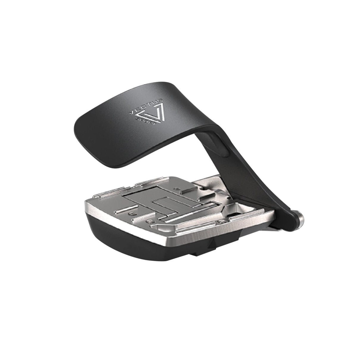 Top view of Vectus Sport smart adaptive foot pedal with high-grade metallic base for enhanced grip and alignment