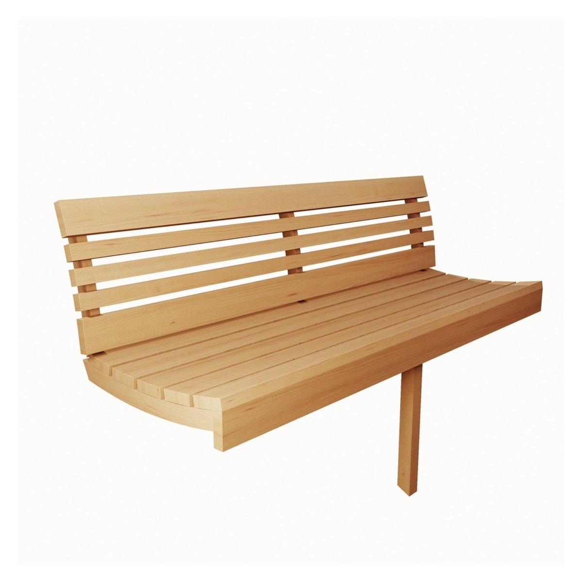 SaunaLife E7G cedar bench and slatted backrest set on white background.