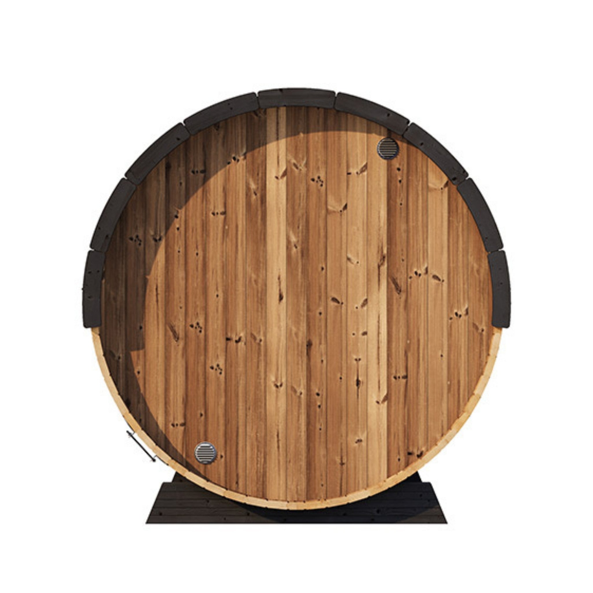 SaunaLife EE8G side view highlighting thermo-spruce construction and rounded sauna shape.