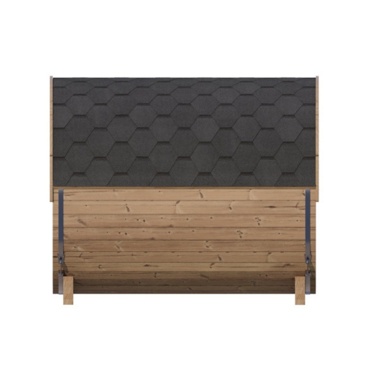 SaunaLife E8W exterior side-angle view of barrel sauna.