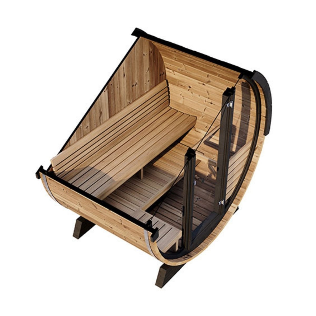 SaunaLife EE6G wood bench and angled backrest crafted for ergonomic sauna comfort.