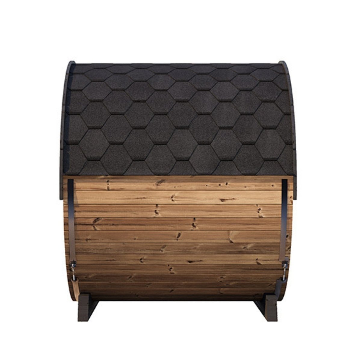 SaunaLife EE8G side exterior view showing roof section and curved barrel shape.