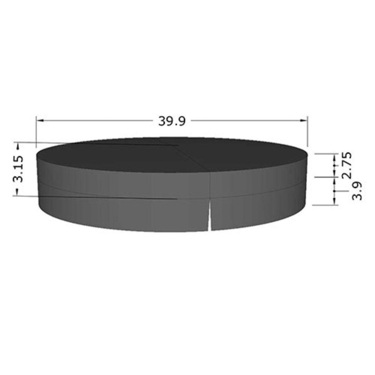 SaunaLife S1 round cover measurement diagram showing size and fit specifications.