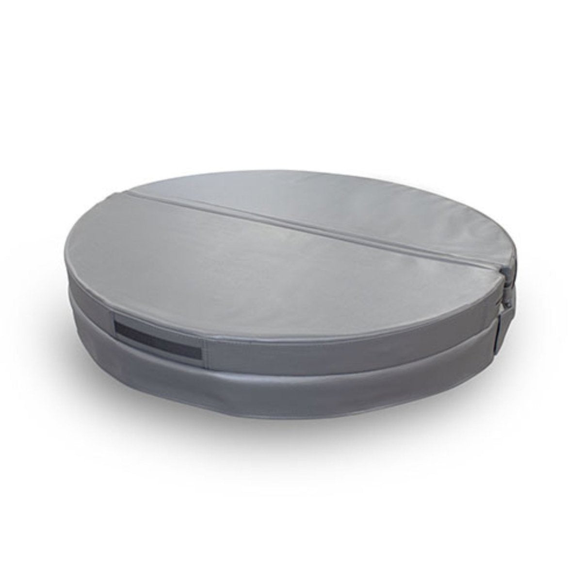 SaunaLife S1 round hot tub cover featuring durable insulated design in gray finish.