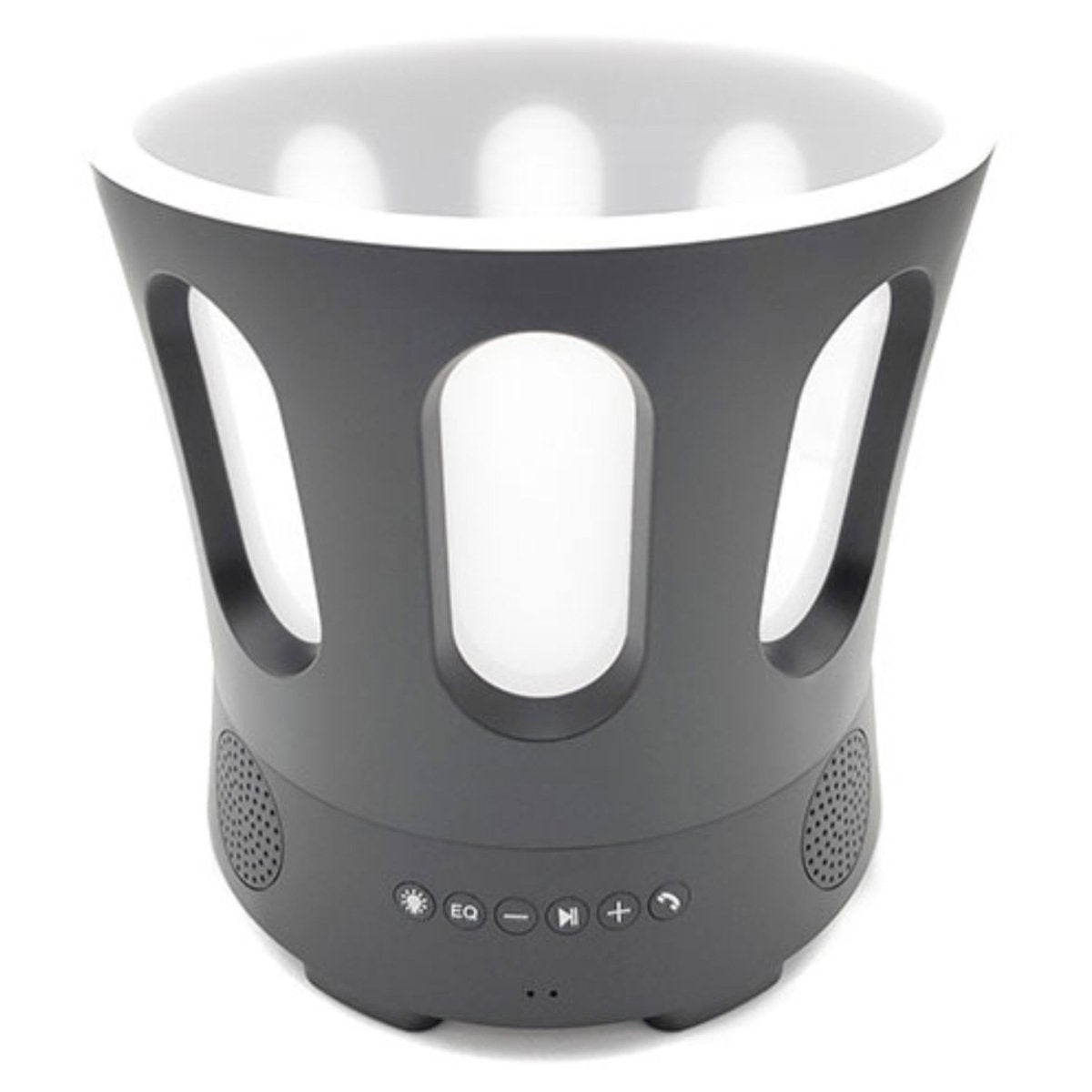 SaunaLife SaunaZone LED speaker bowl illuminated with soft white light for calming sauna ambiance.