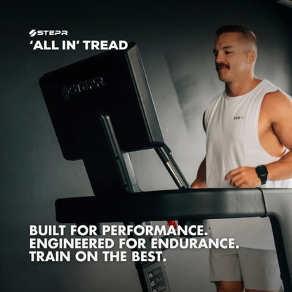 Athlete training on STEPR All-In Tread XL treadmill in modern fitness studio