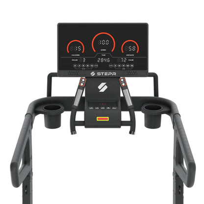 Front display of STEPR All-In Tread XL treadmill with control features
