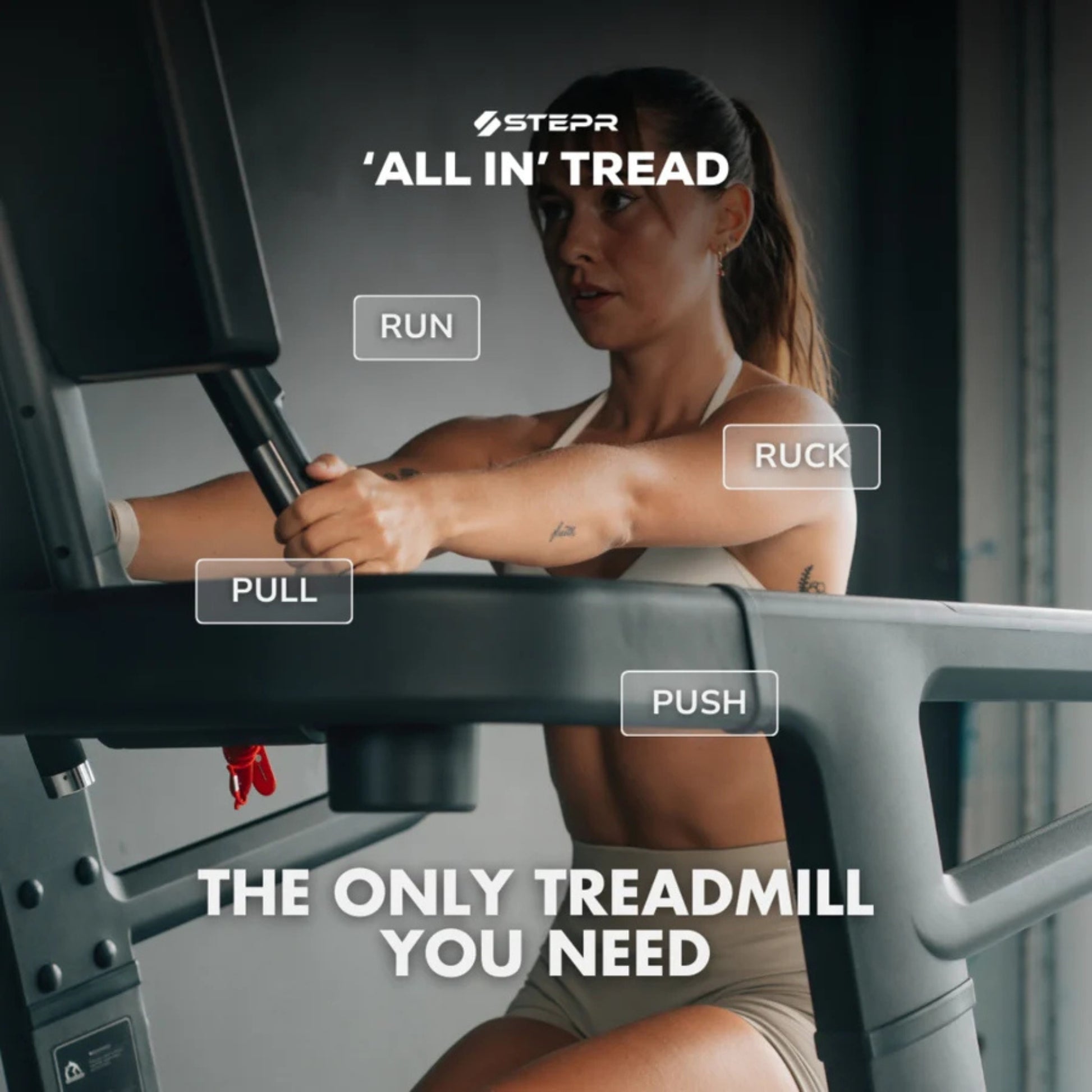 Athlete performing endurance training on STEPR All-In Tread XL treadmill