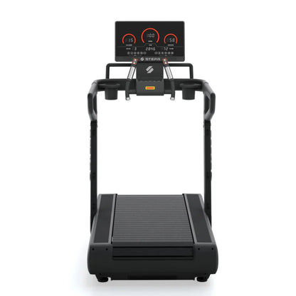 Front view of STEPR All-In Tread XL treadmill with digital display