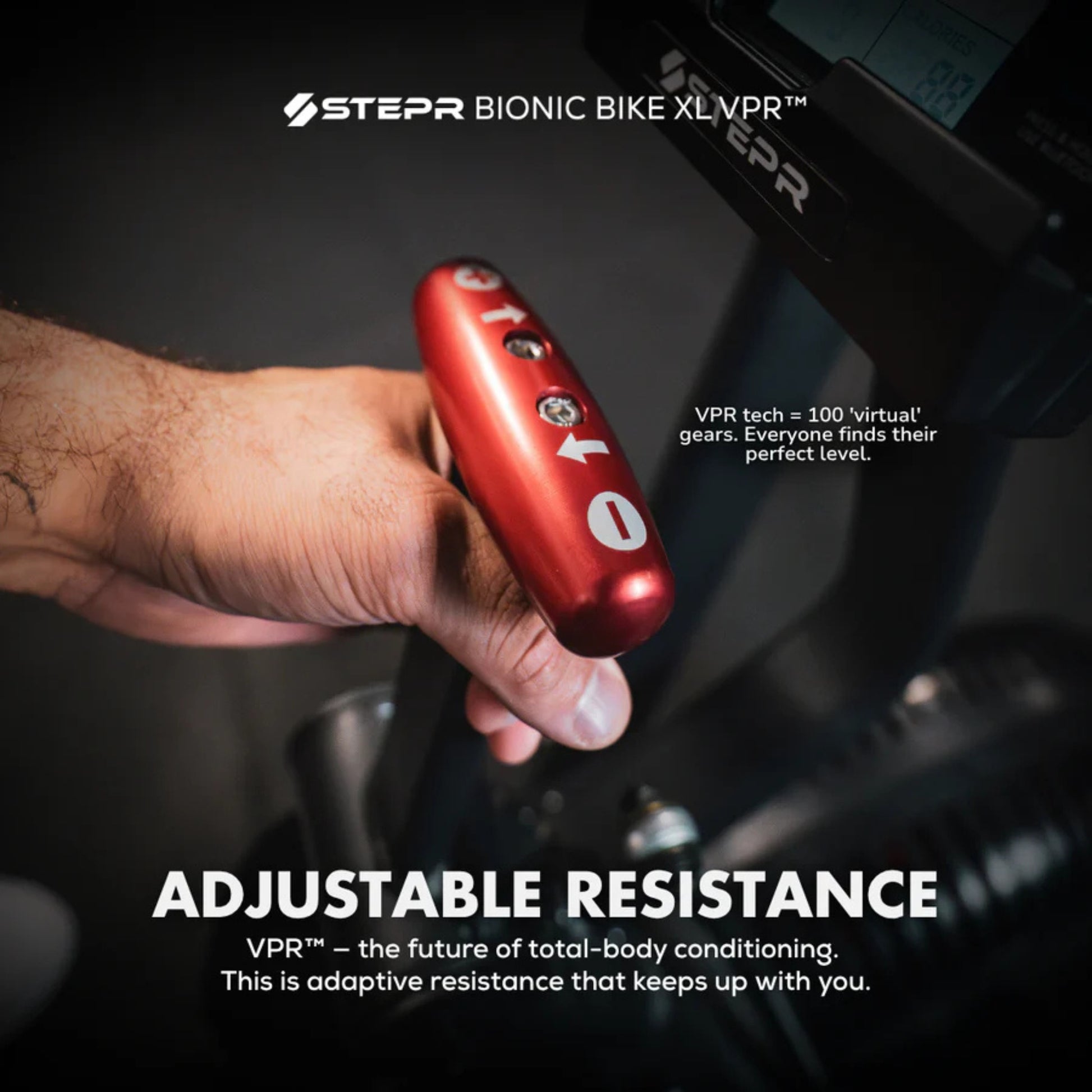Athlete using STEPR Bionic Bike XL air bike for strength and endurance