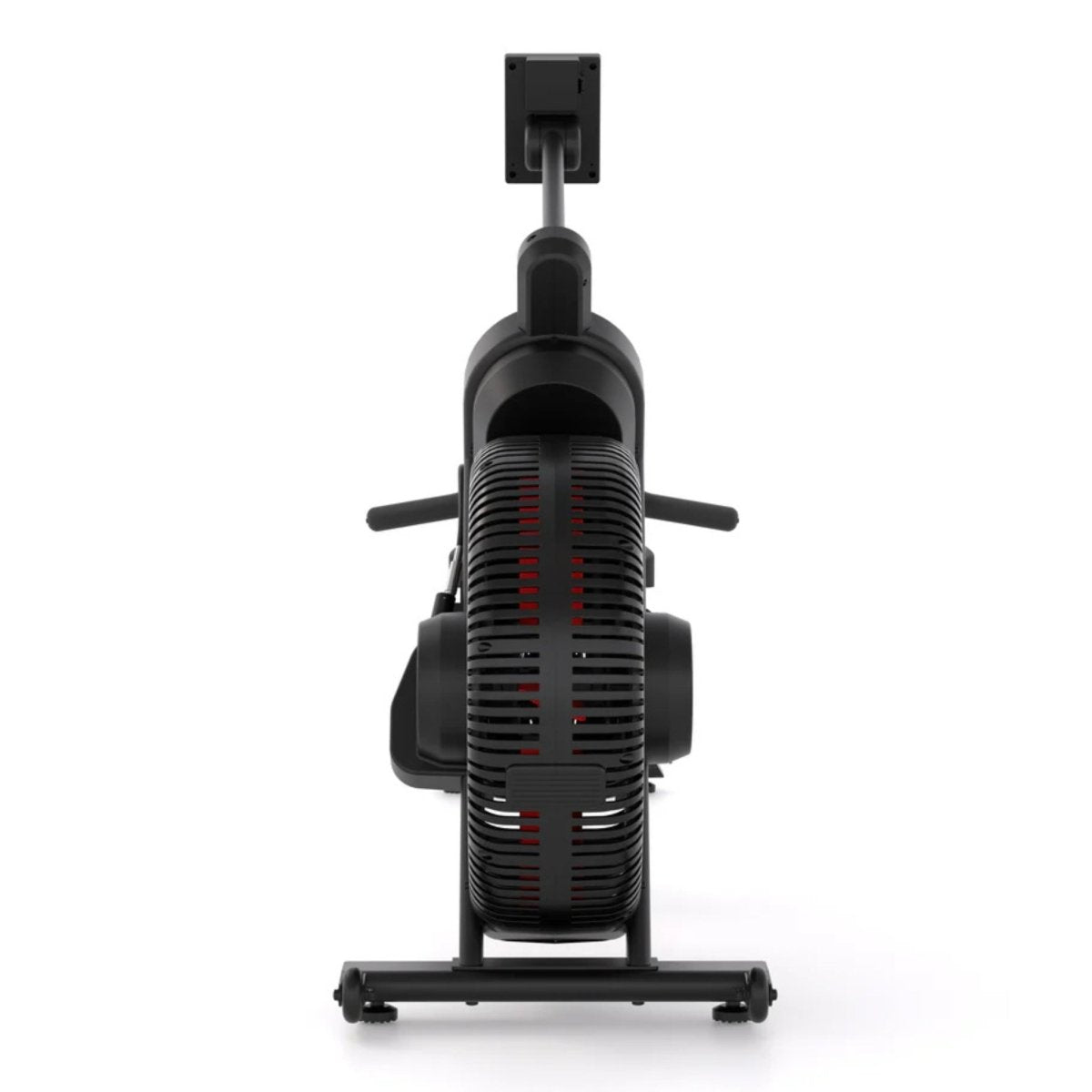 Upright front view of STEPR Rower XL rowing machine with mounted digital console