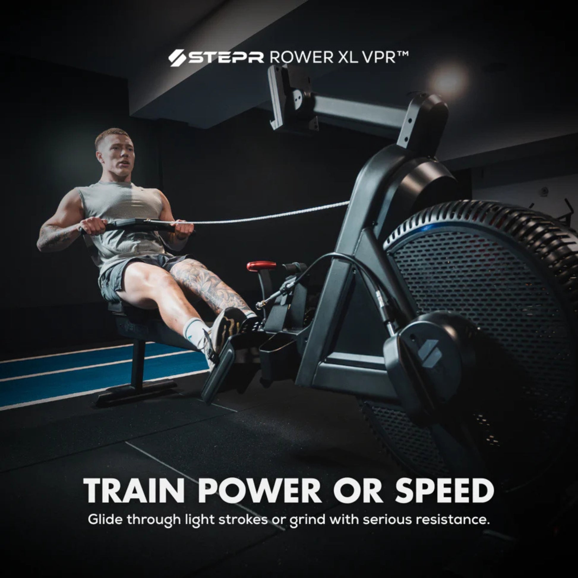 STEPR rowing machine training program for power or speed performance