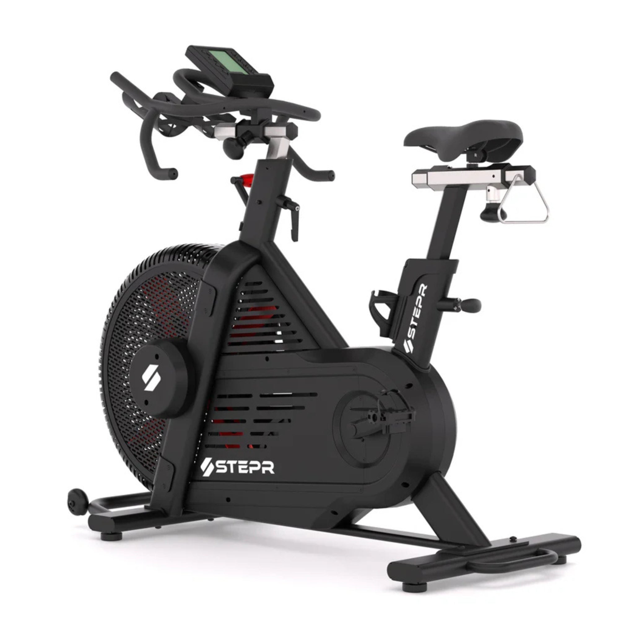 STEPR spin exercise bike in black design for indoor cardio workouts