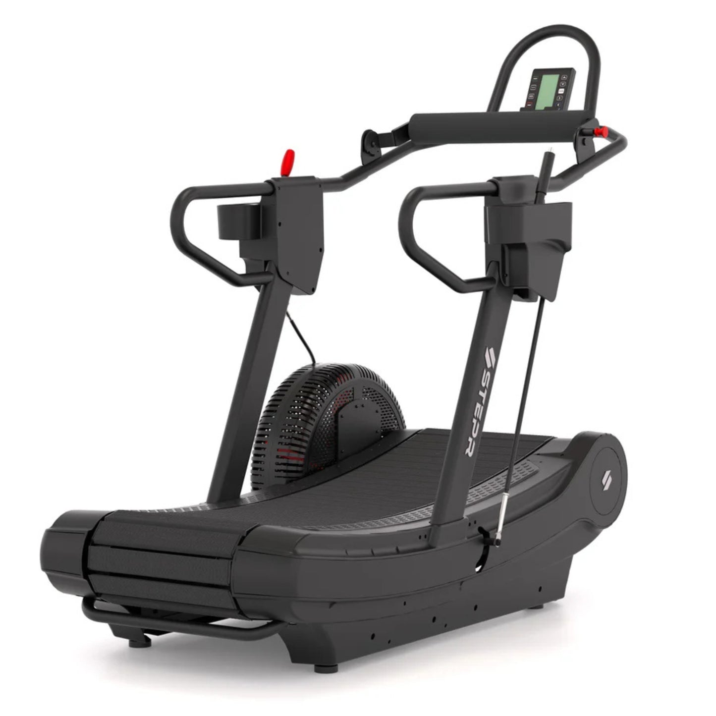 STEPR treadmill with dual handlebars for stability during training