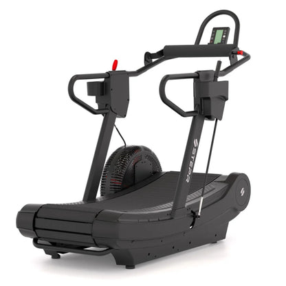 STEPR treadmill with dual handlebars for stability during training