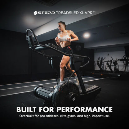 Rear view of STEPR treadmill showcasing sturdy build and frame design