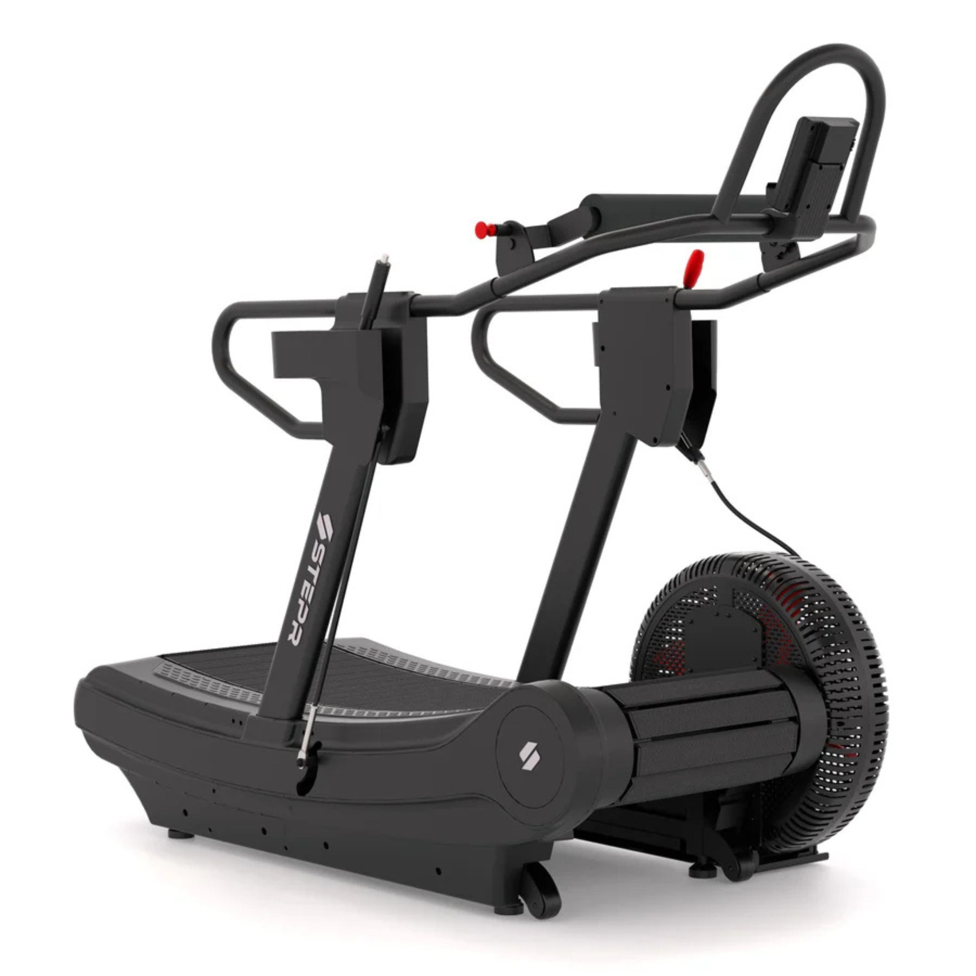 Athlete training beside STEPR treadmill in strength and conditioning promo