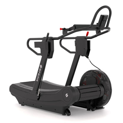 Athlete training beside STEPR treadmill in strength and conditioning promo