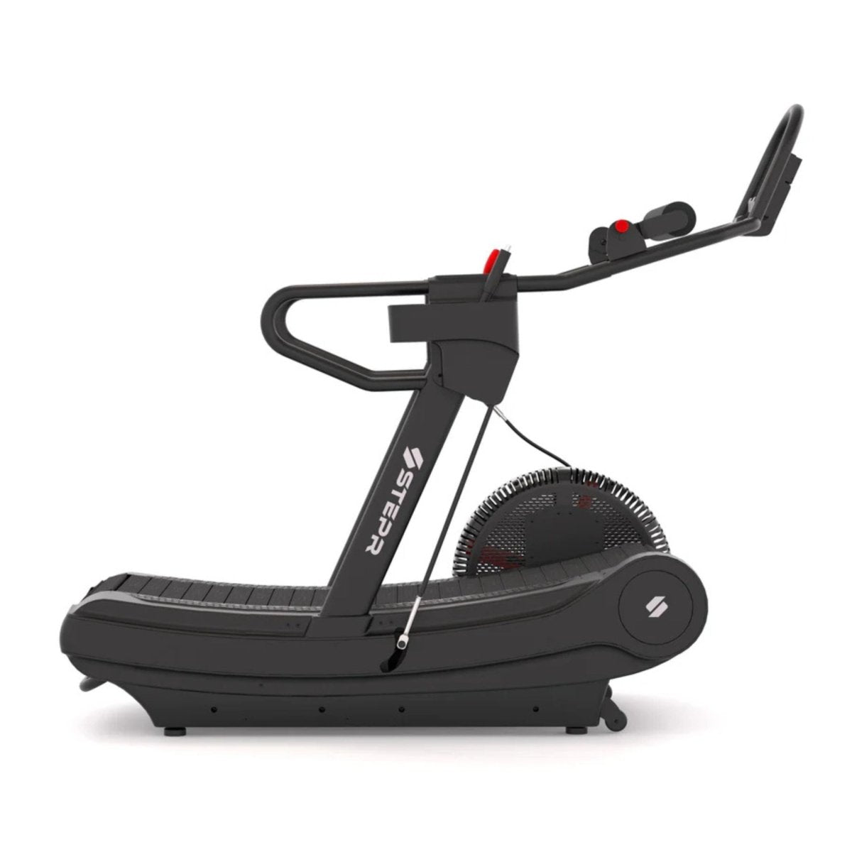 STEPR TreadSled XL Hybrid Sled treadmill console showing real speed feedback and workout data