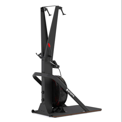 Athlete performing intense workout on STEPR vertical climber in studio