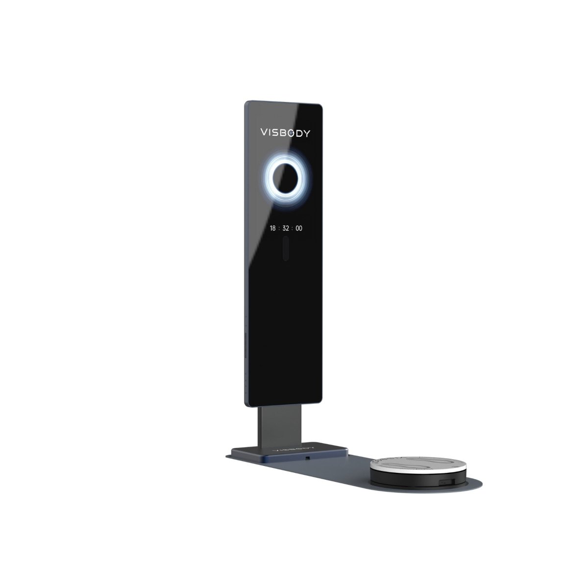 Angled view of Visbody M30 3D body scanner for body composition analysis and health tracking